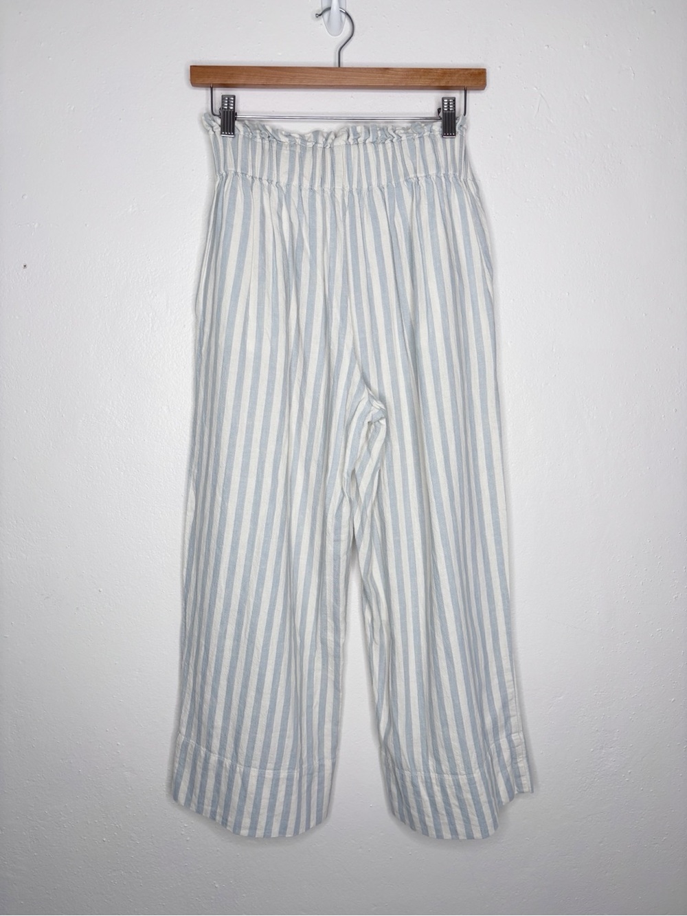Madewell Huston Tie Waist Striped Linen Blend Wide Leg Cropped Pants Size S - Picture 2 of 9